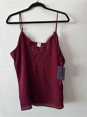 NWT Melrose and Market Burgundy-Red Lace-Trim Camisole Size Large